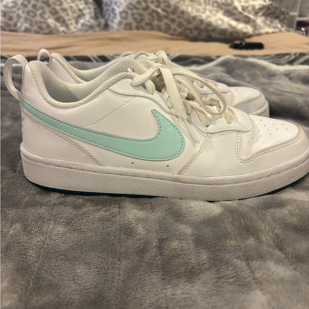 Nike White and Light Blue Sneakers